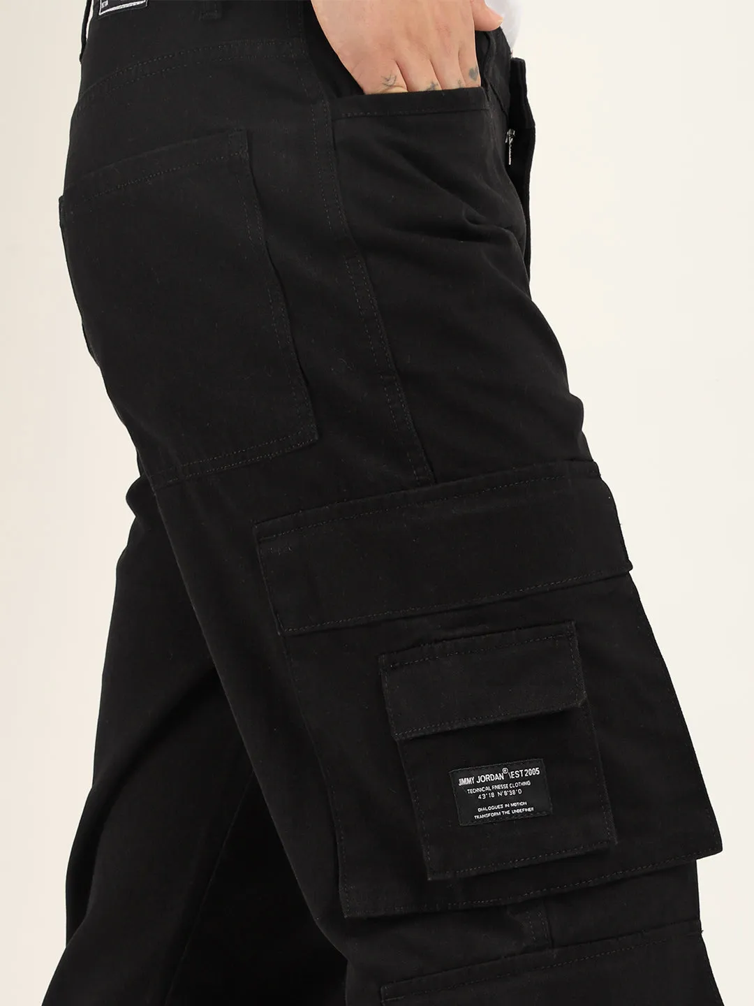 City 8 Pocket Black Denim Cargo