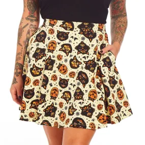 Classic Halloween Cream Skater Skirt