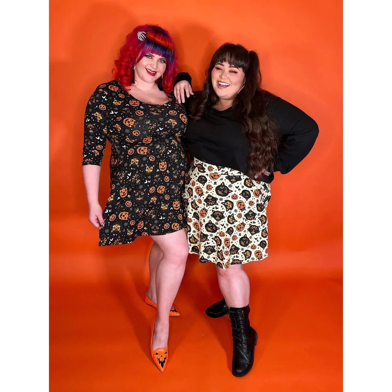 Classic Halloween Cream Skater Skirt