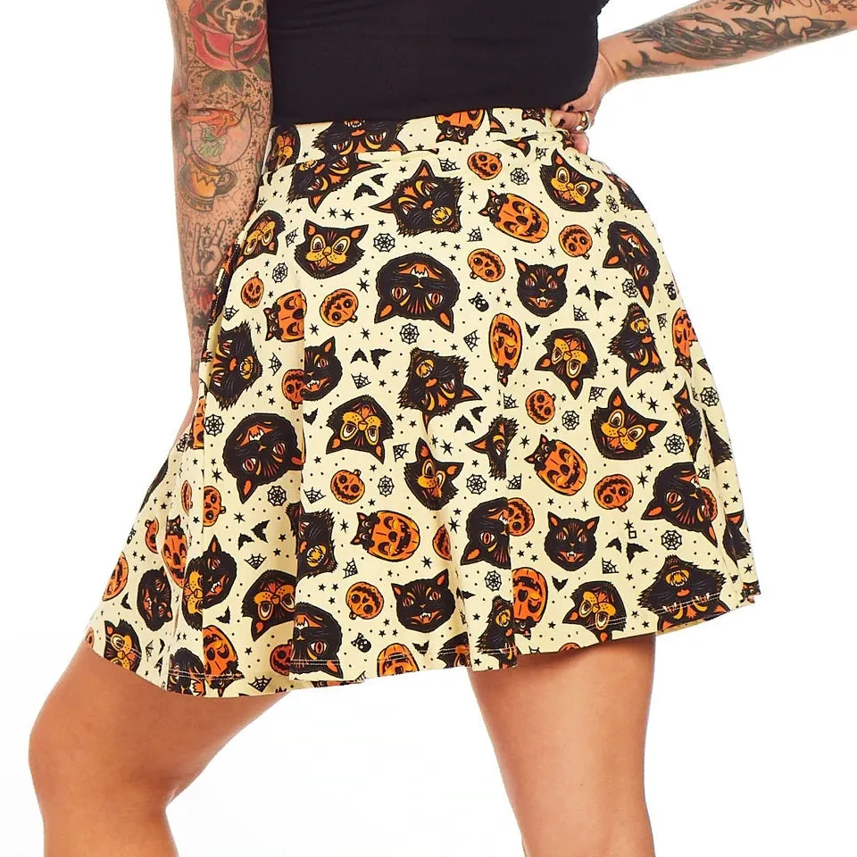 Classic Halloween Cream Skater Skirt