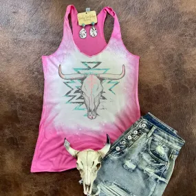 Distressed Aztec Skull Racerback Tank