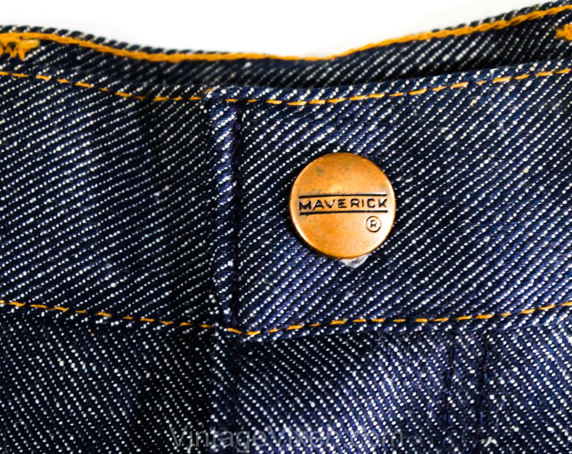 Large Retro Denim Jeans - 1960s Dark Indigo Blue Cotton - Ladies Size 12 Straight Leg 60s Dungarees - Rockabilly Deadstock - NWT - Waist 33