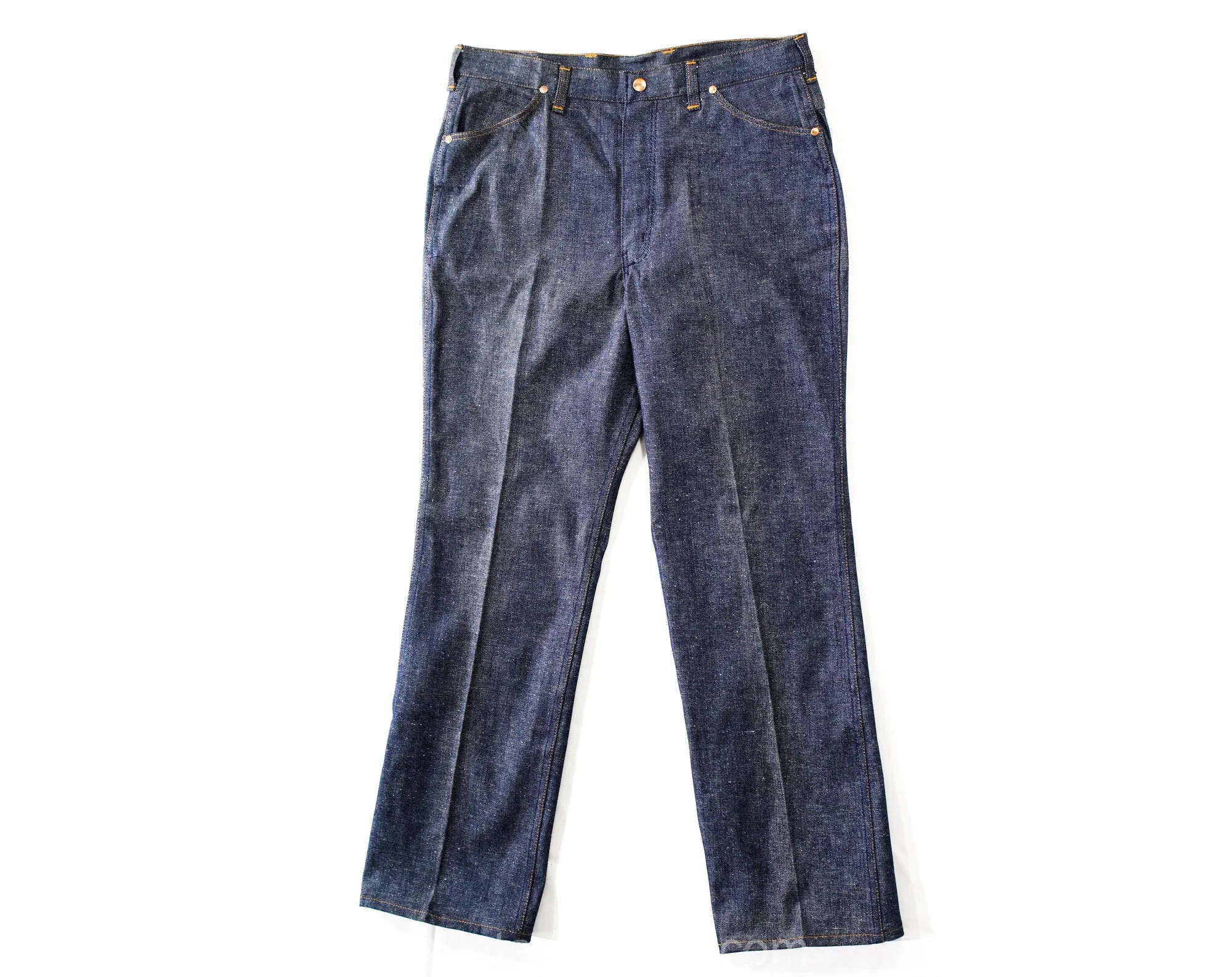 Large Retro Denim Jeans - 1960s Dark Indigo Blue Cotton - Ladies Size 12 Straight Leg 60s Dungarees - Rockabilly Deadstock - NWT - Waist 33