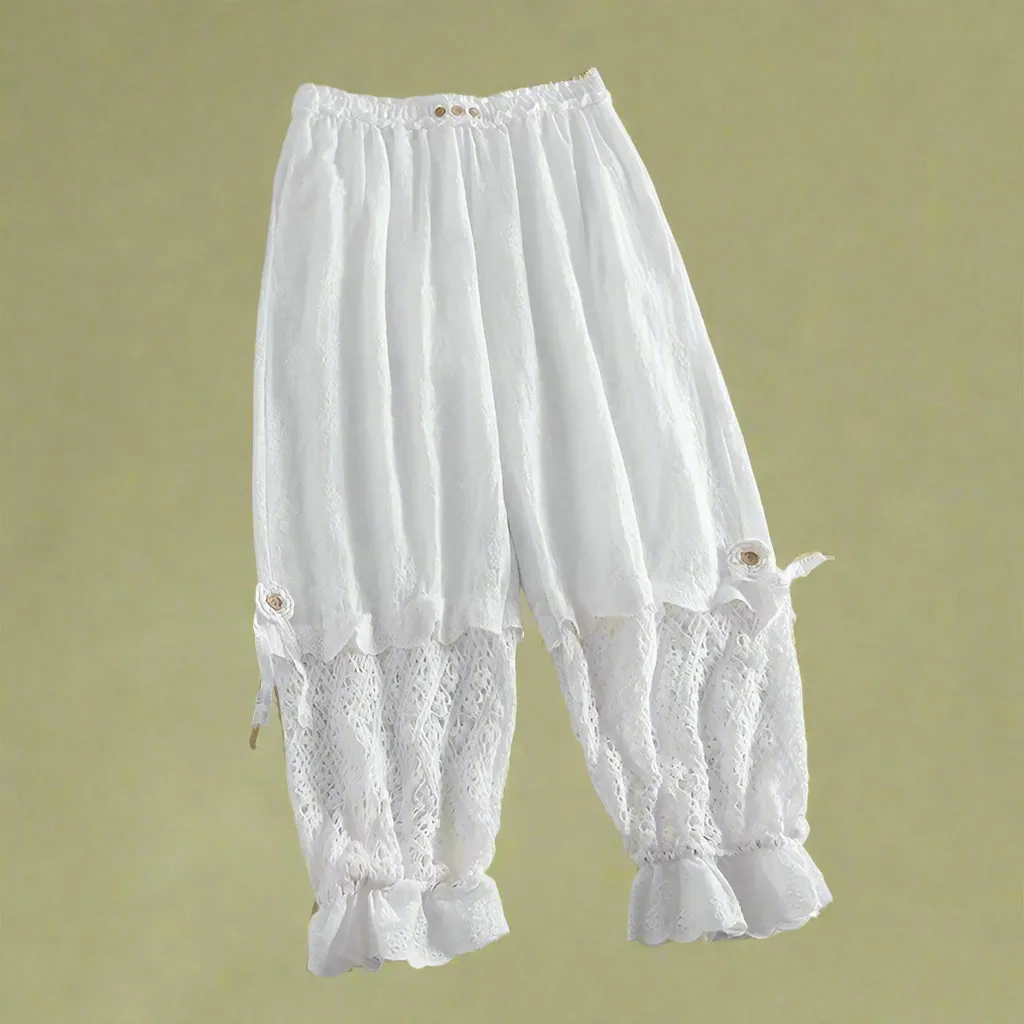 Mori Girl Vintage Crochet Lace Pants
