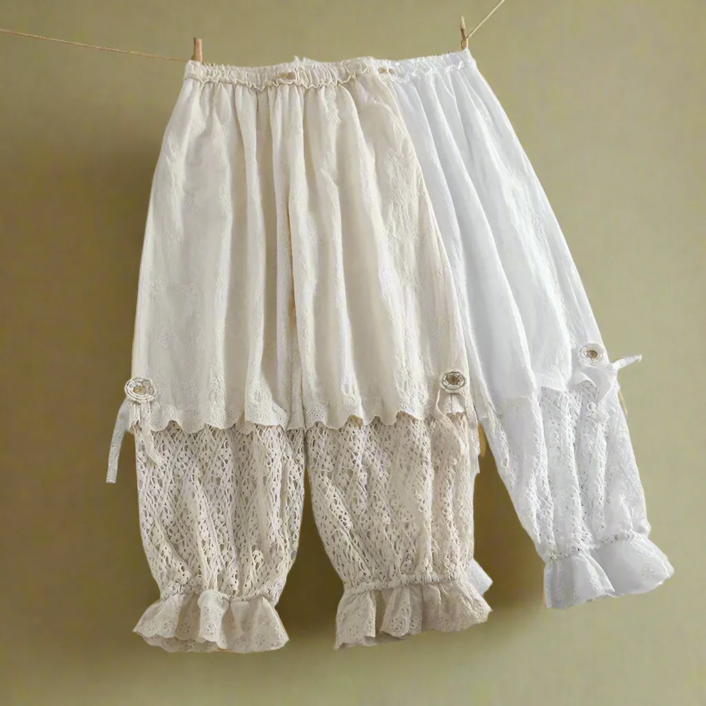 Mori Girl Vintage Crochet Lace Pants