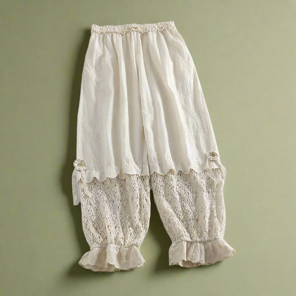 Mori Girl Vintage Crochet Lace Pants