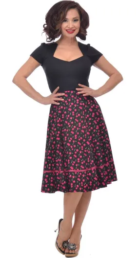 Retro Vintage Pin-up Cherry Cherries Swing Skirt