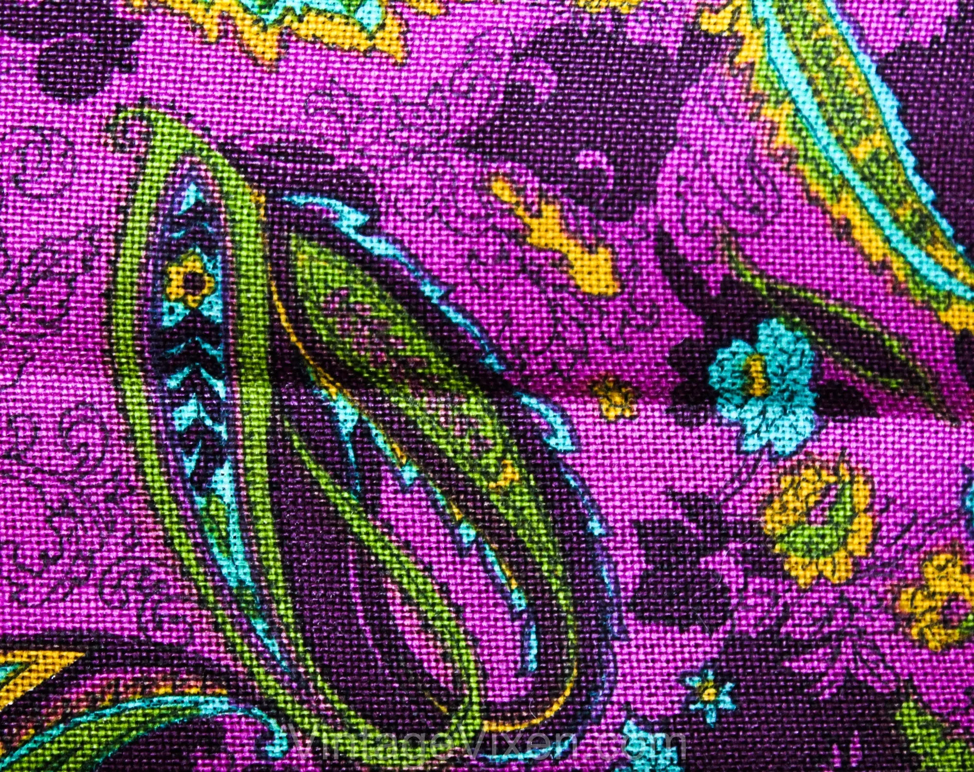 Size 2 Paisley Pants - XS 1960s Purple Tailored Slim Cigarette Pants - Linen Look - 60s Turquoise Blue, Olive Green, Mustard - Waist 24.5