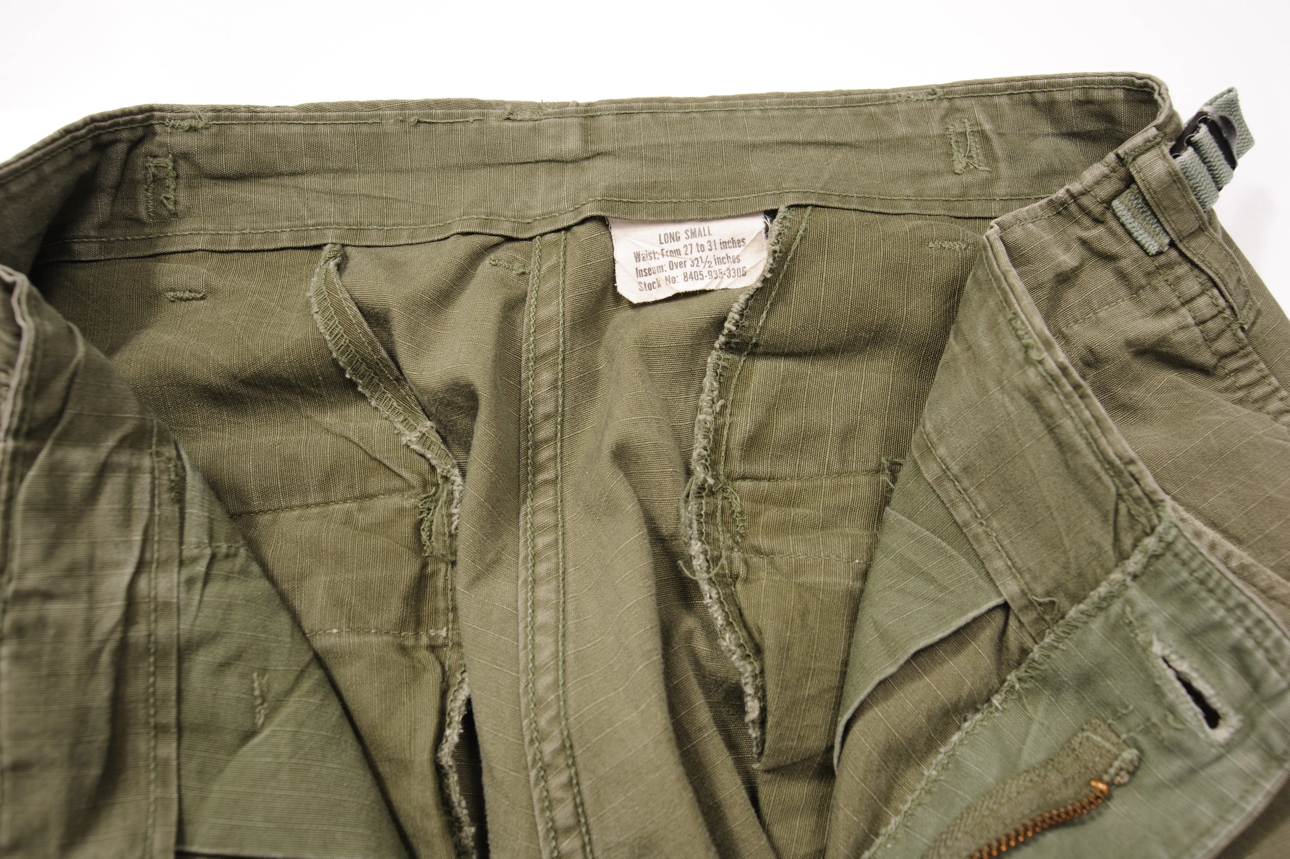 US ARMY FIELD TROUSERS PANTS RIP STOP POPLIN 1969 VIETNAM WAR SIZE 30X32 SMALL LONG