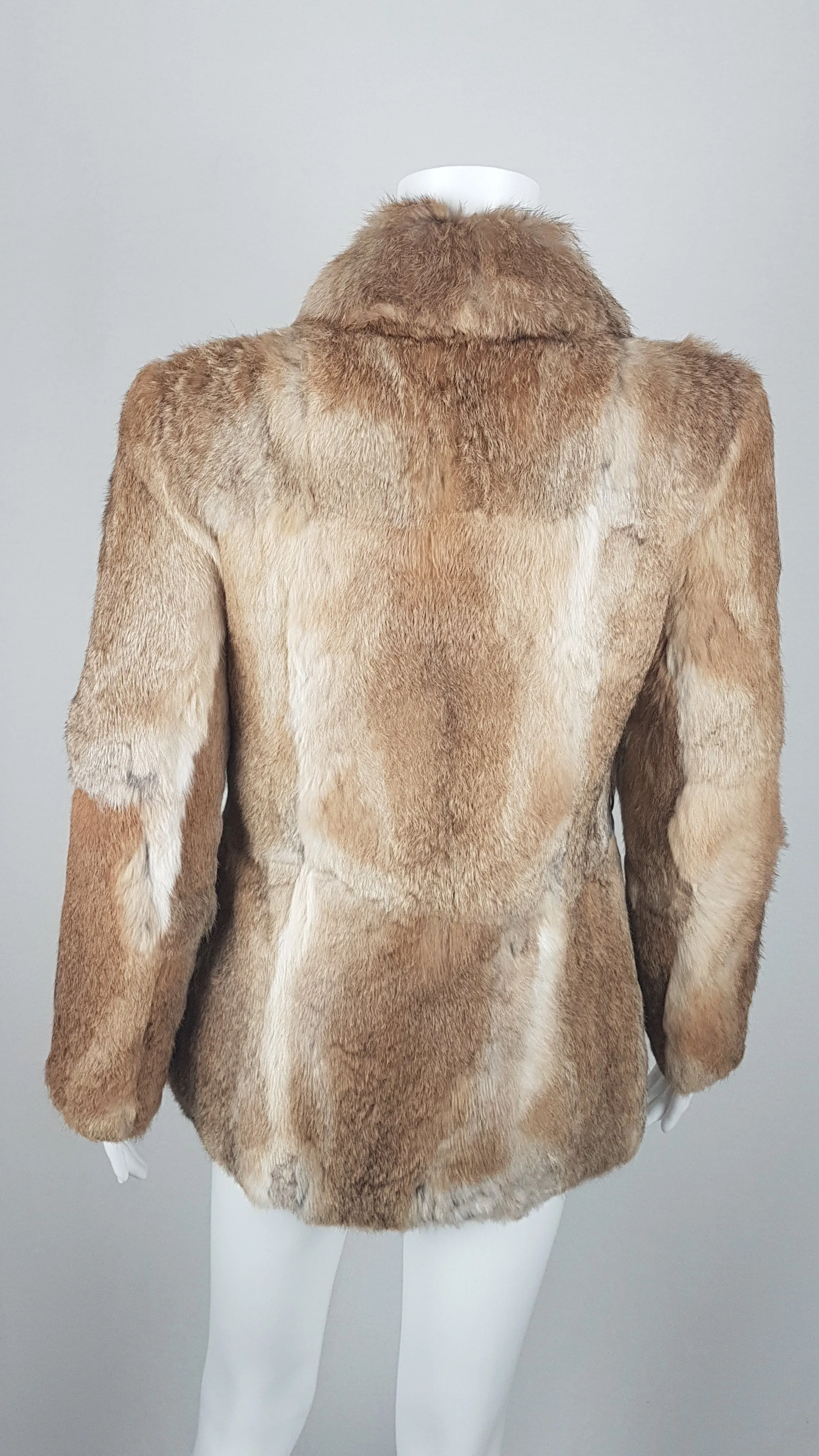 Vintage 1980's | Brown Rabbit Fur Jacket with Brown Leather Belt.