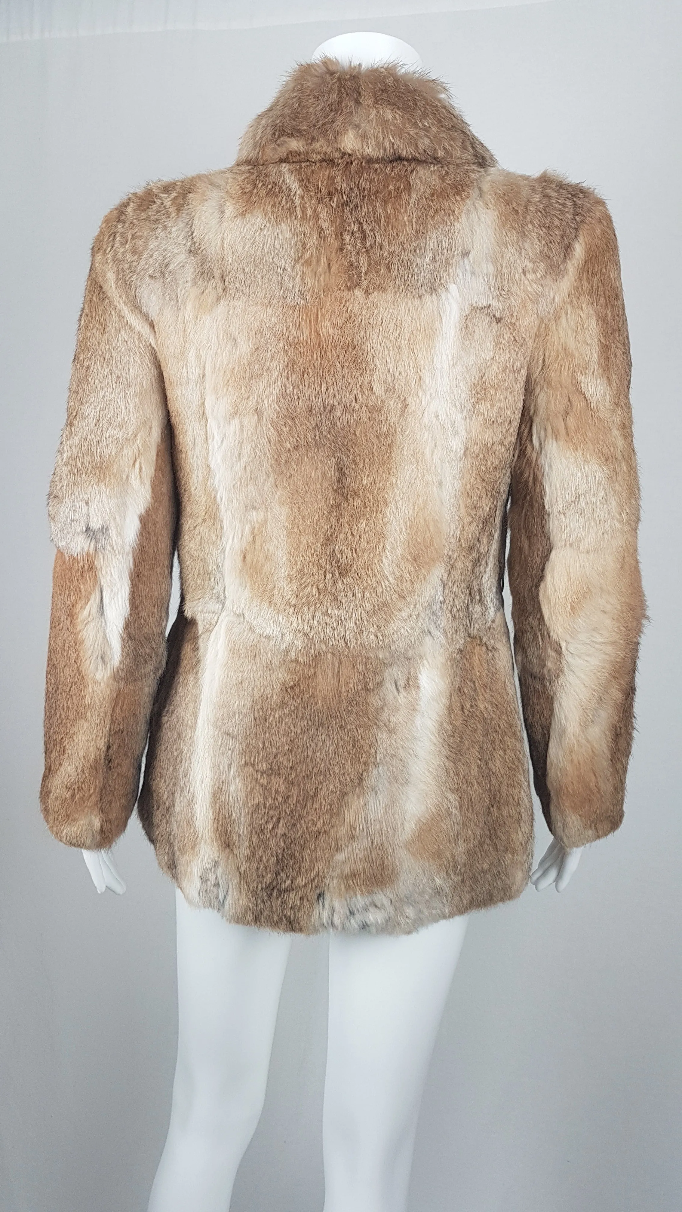 Vintage 1980's | Brown Rabbit Fur Jacket with Brown Leather Belt.