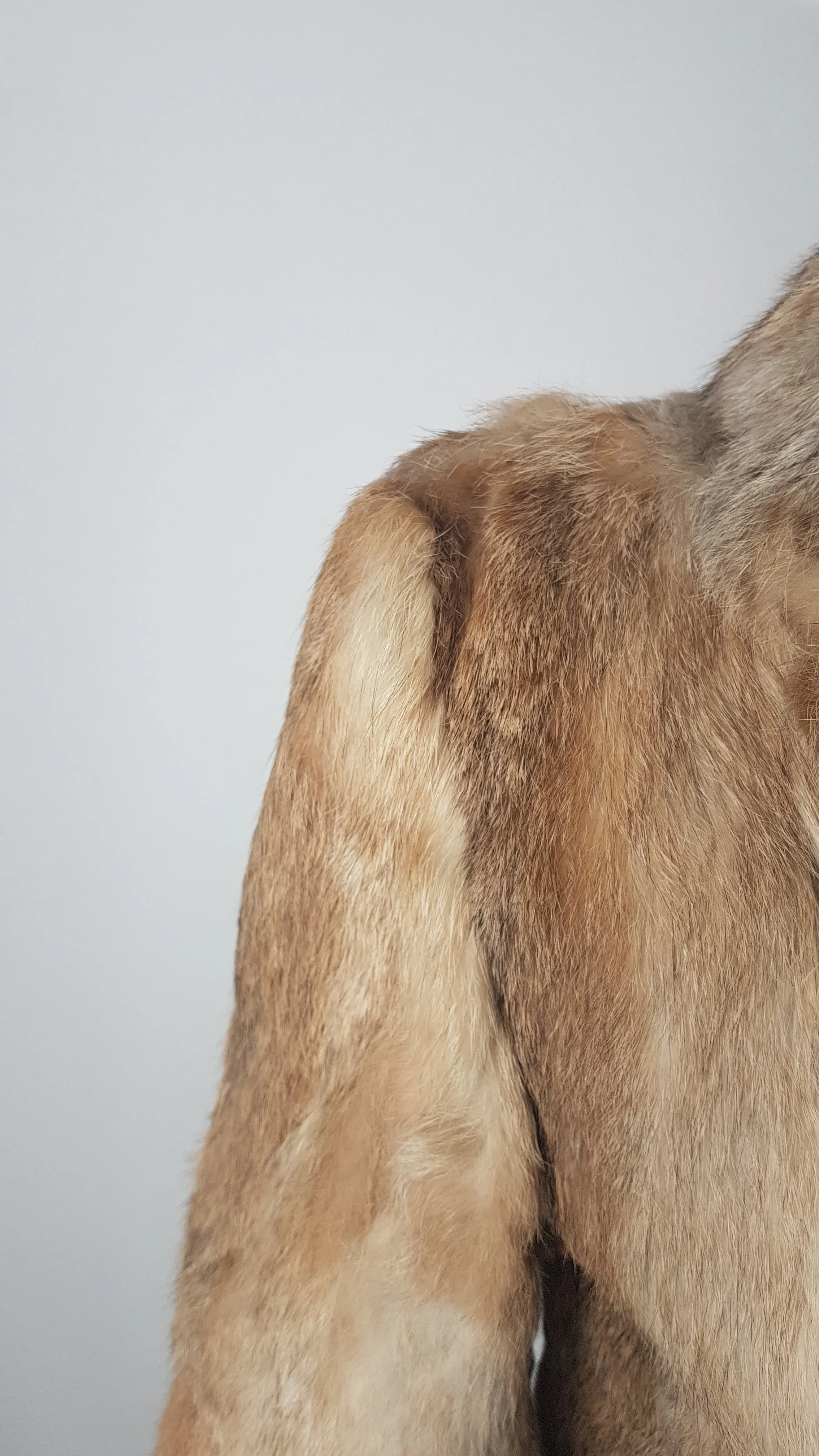 Vintage 1980's | Brown Rabbit Fur Jacket with Brown Leather Belt.