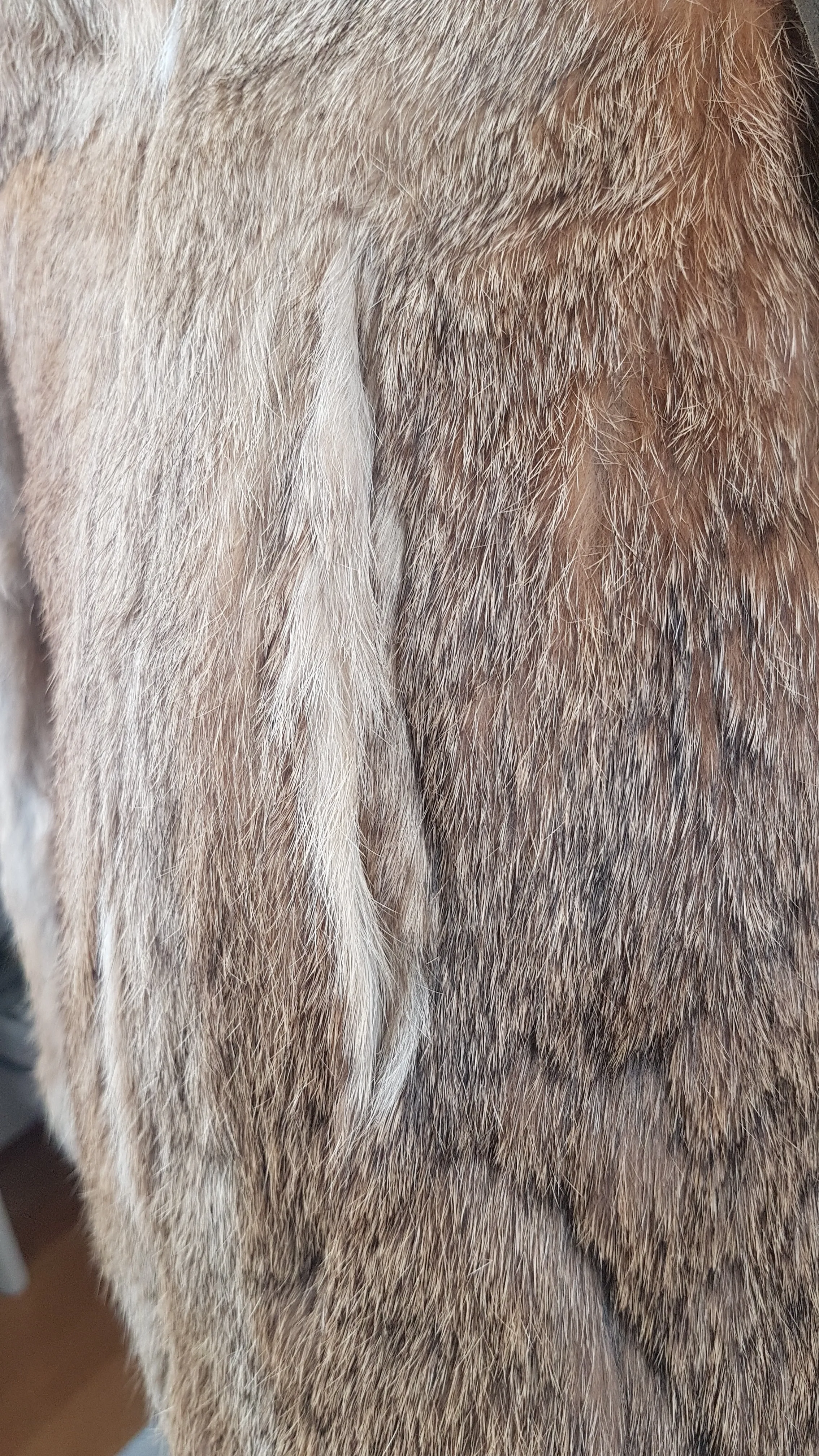 Vintage 1980's | Brown Rabbit Fur Jacket with Brown Leather Belt.