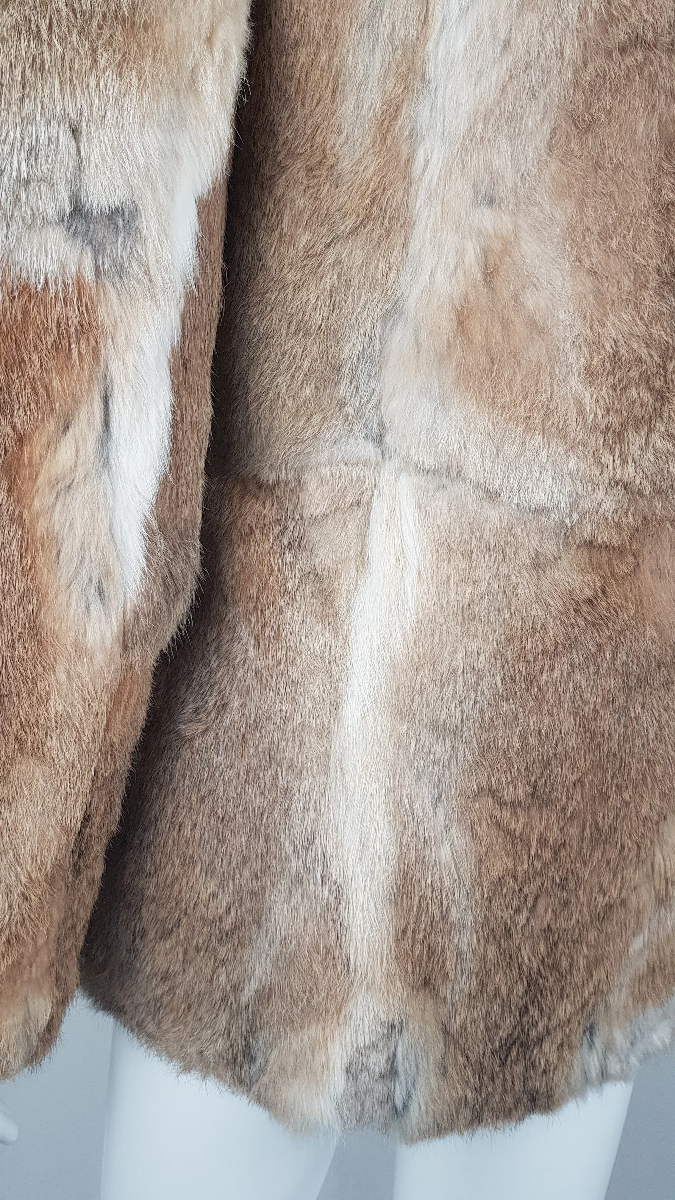 Vintage 1980's | Brown Rabbit Fur Jacket with Brown Leather Belt.