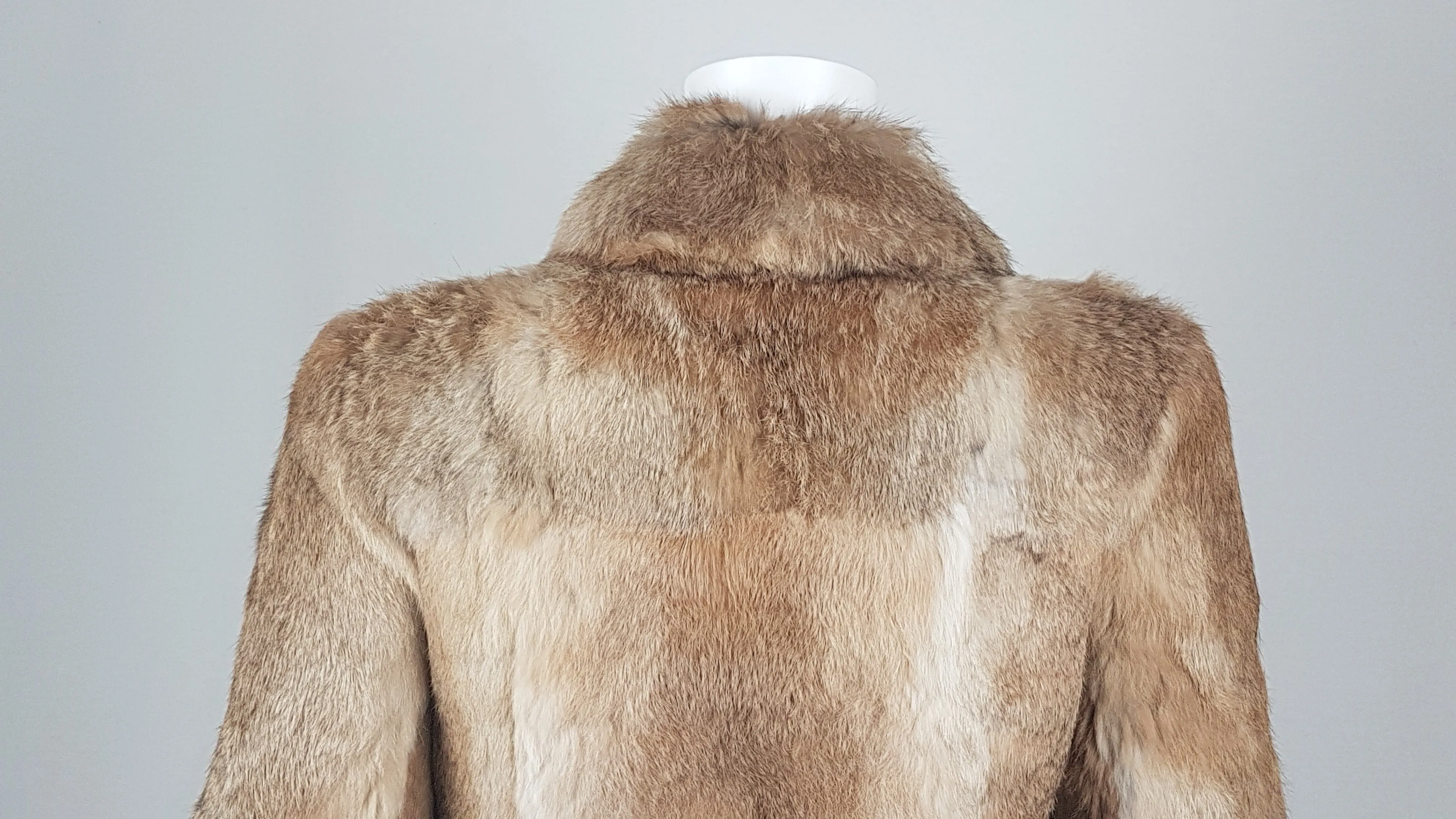 Vintage 1980's | Brown Rabbit Fur Jacket with Brown Leather Belt.