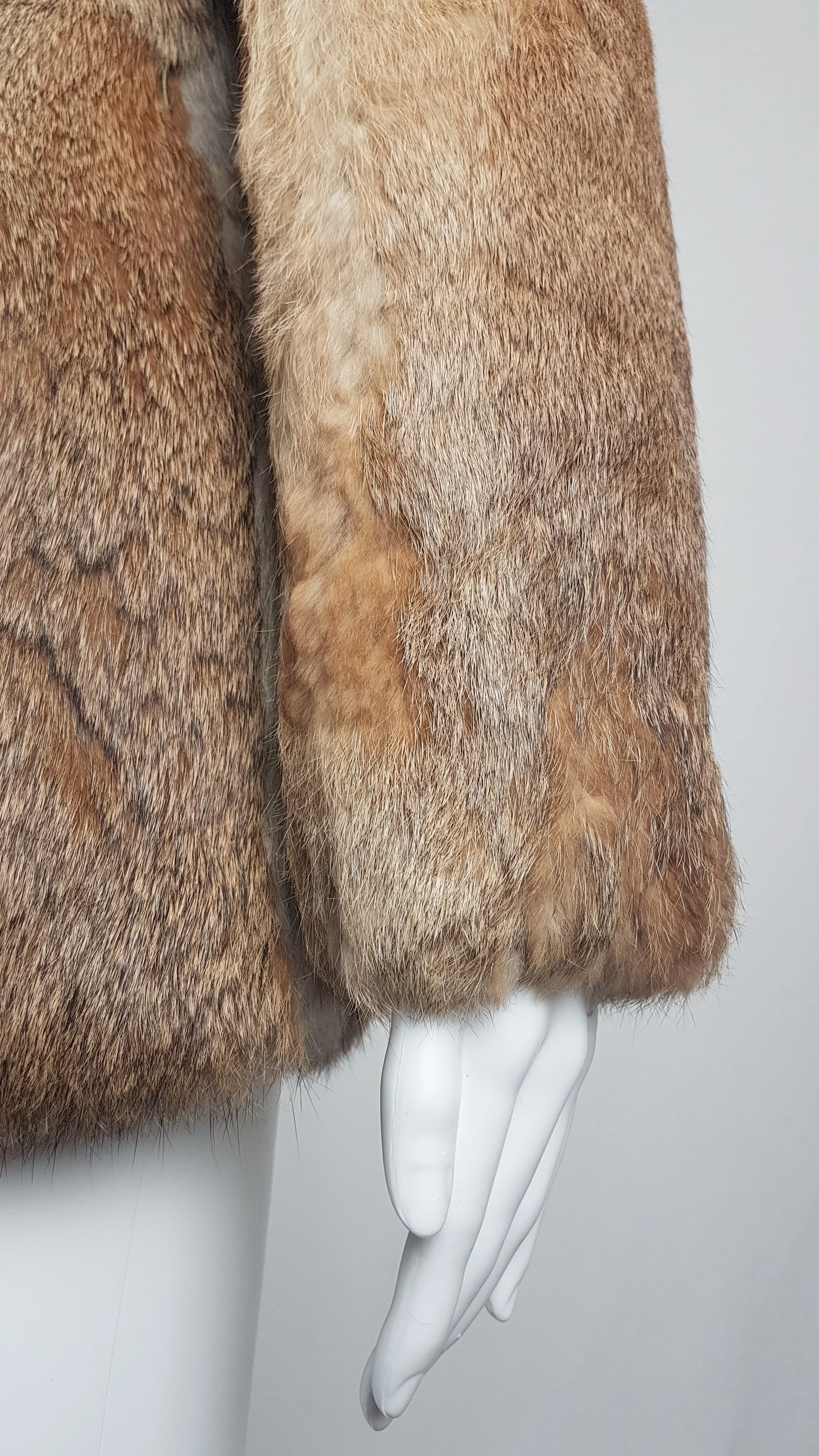 Vintage 1980's | Brown Rabbit Fur Jacket with Brown Leather Belt.