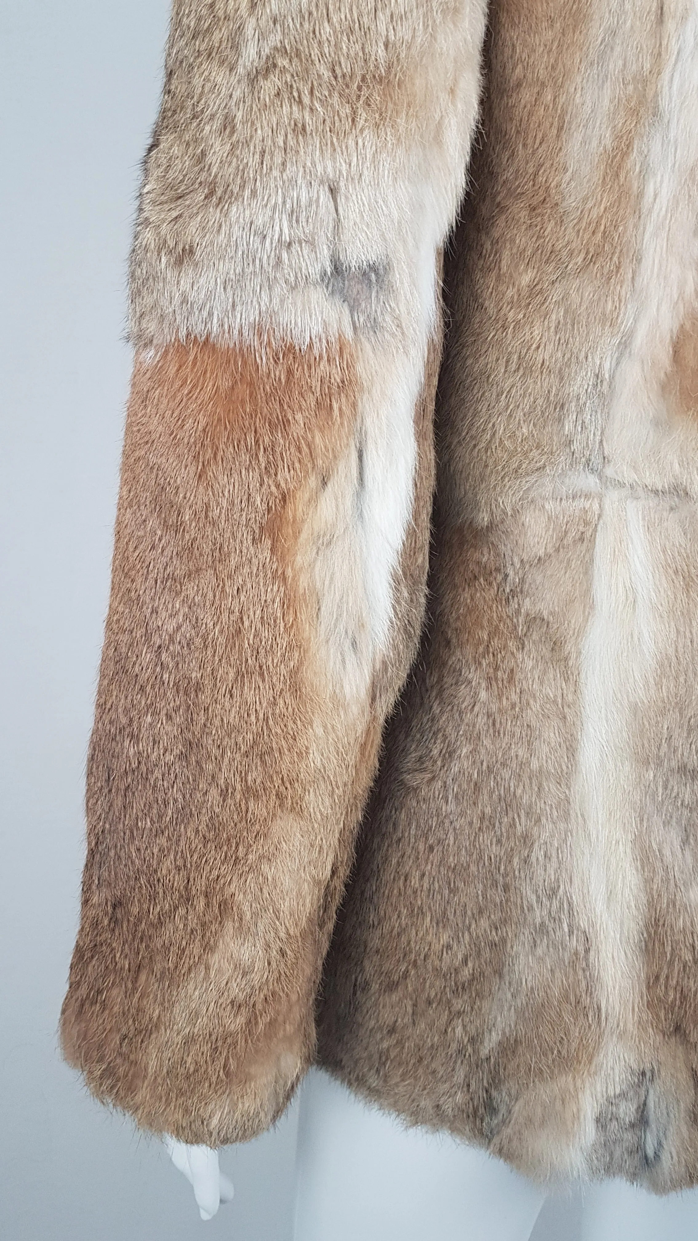 Vintage 1980's | Brown Rabbit Fur Jacket with Brown Leather Belt.
