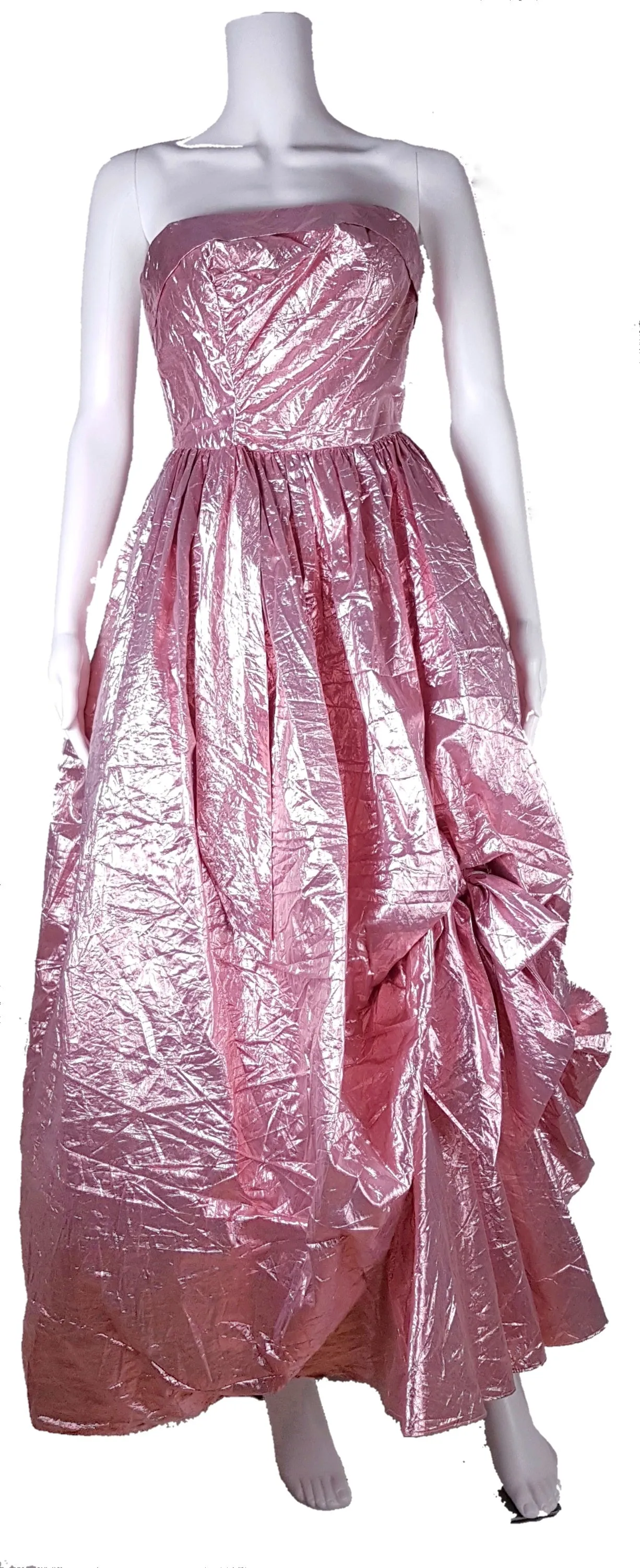 Vintage 80's | Stunning Metallic Pink Strapless Dress by Eletra TD4