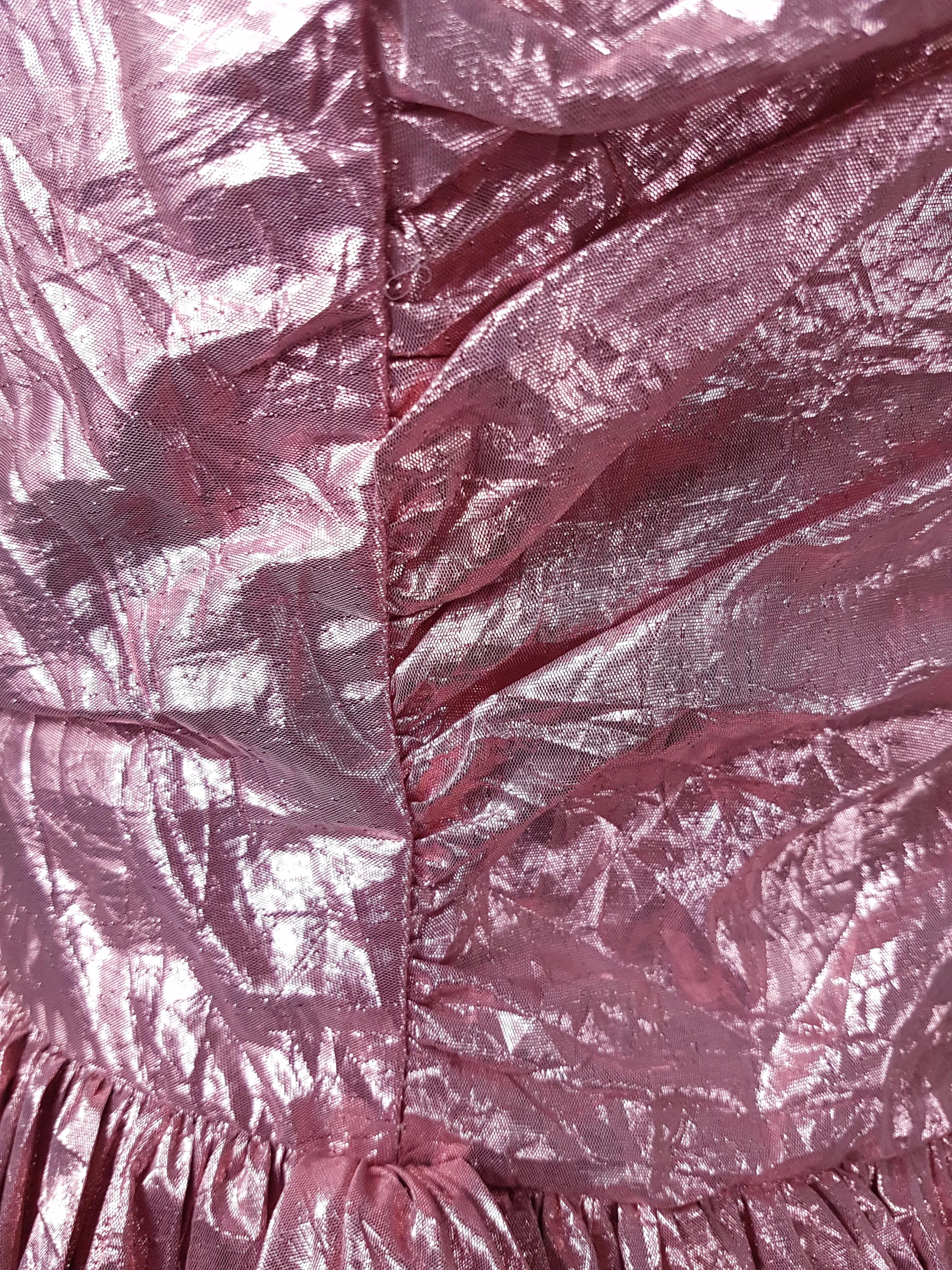 Vintage 80's | Stunning Metallic Pink Strapless Dress by Eletra TD4