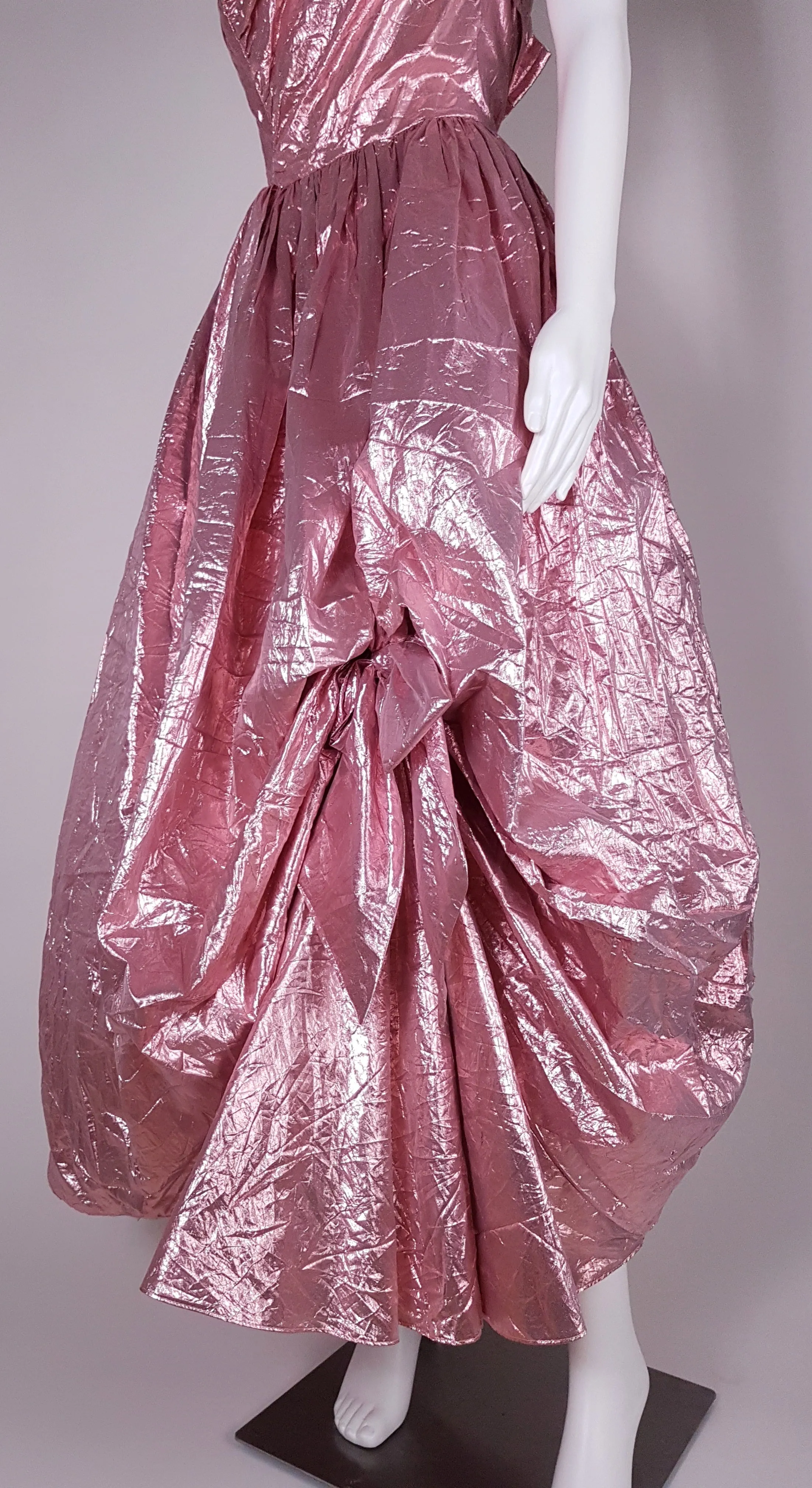 Vintage 80's | Stunning Metallic Pink Strapless Dress by Eletra TD4