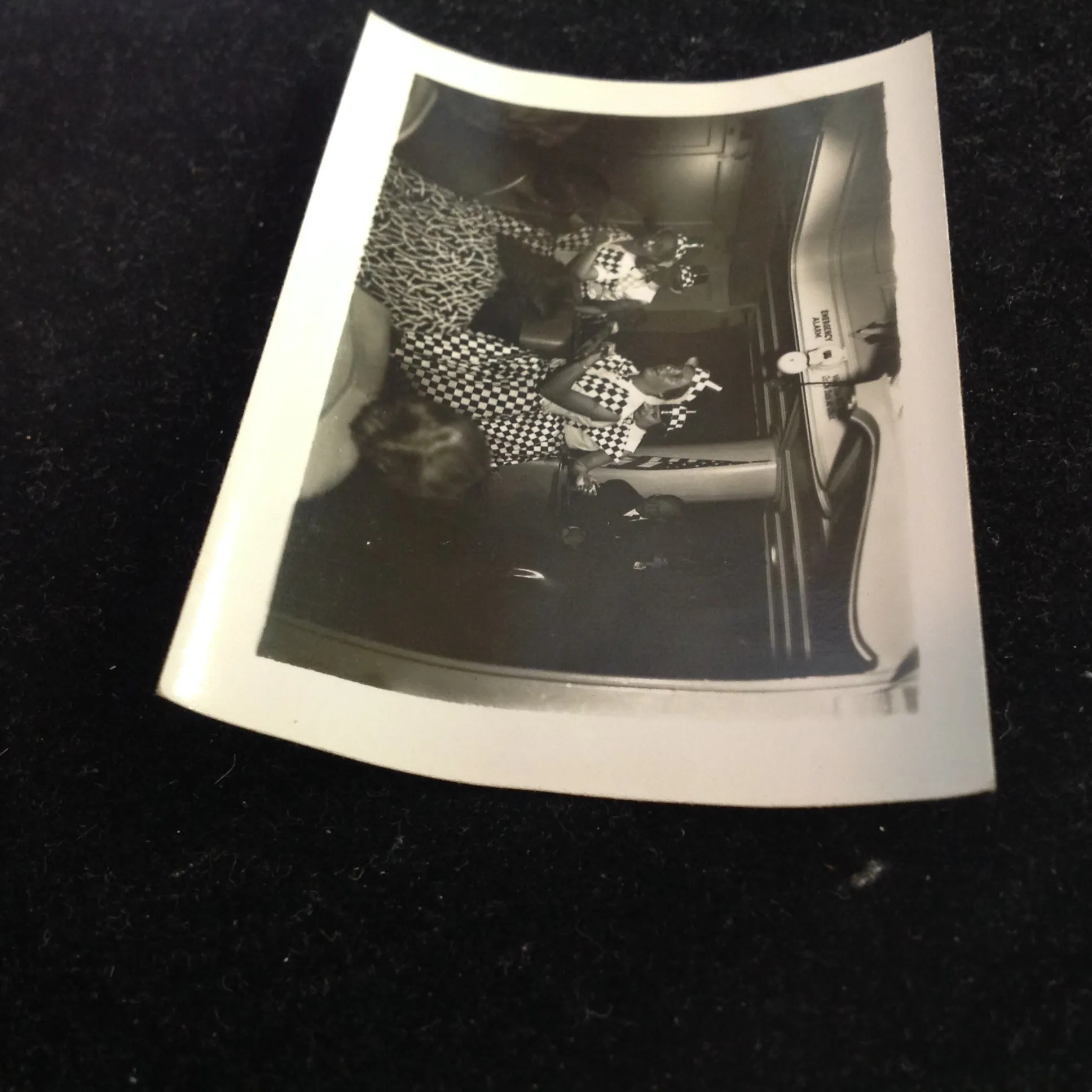 Vintage Mid Century B&W Photo SS South American Cruise Show Checkered Ladies Quartet Entertains