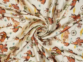 Wild West Silky Satin Charmeuse print - fabric by the yard -  sublimation print