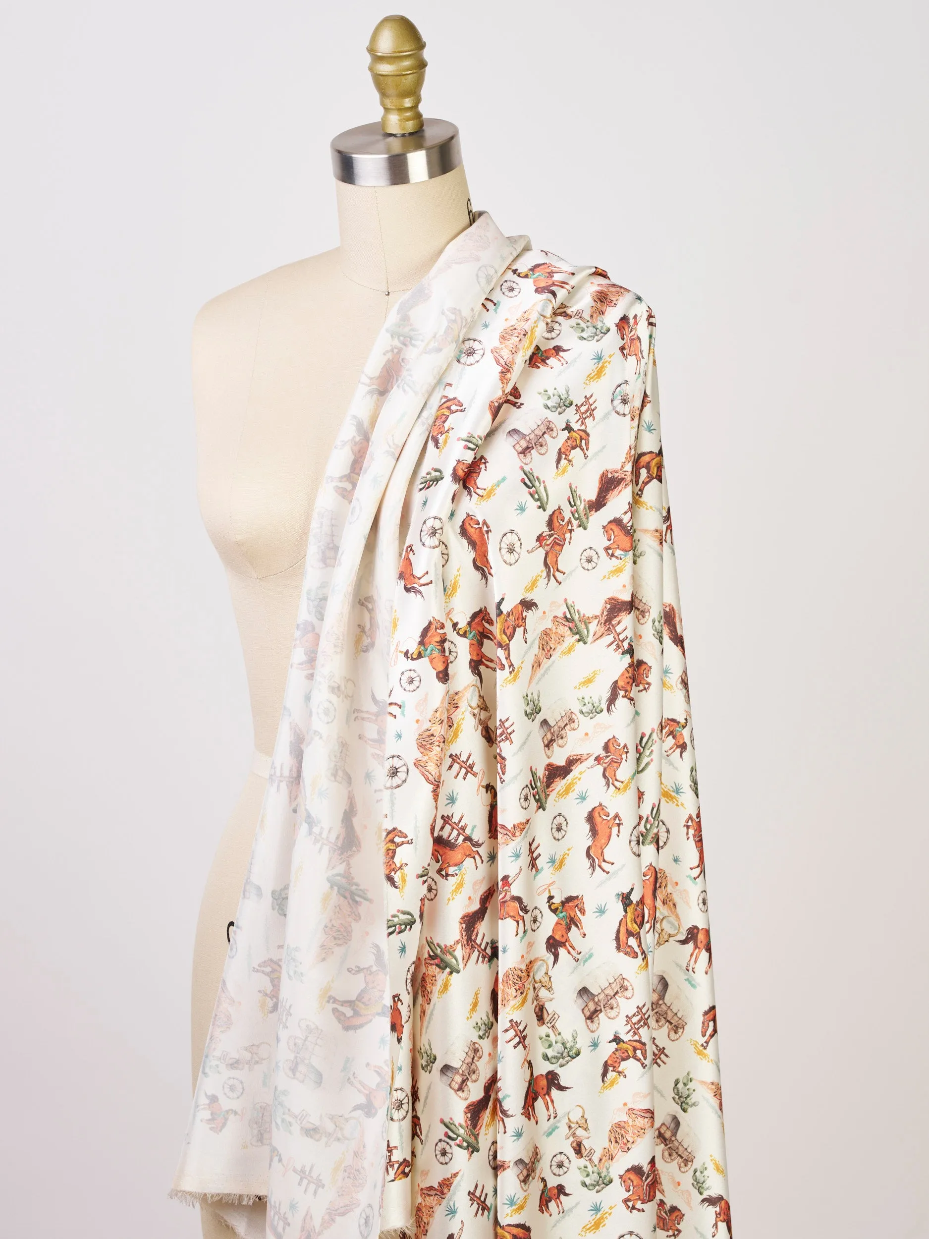Wild West Silky Satin Charmeuse print - fabric by the yard -  sublimation print