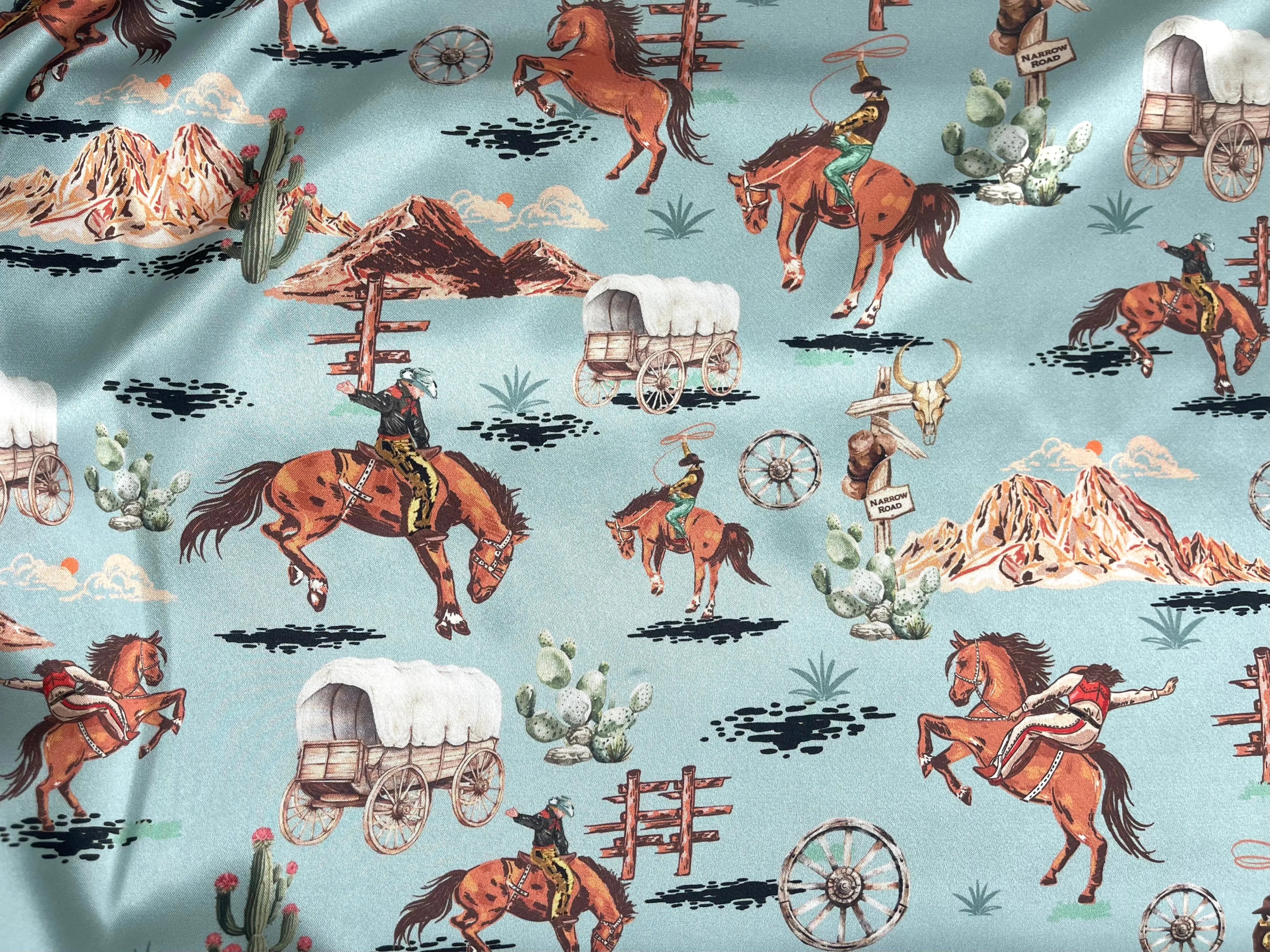 Wild West Silky Satin Charmeuse print - fabric by the yard -  sublimation print