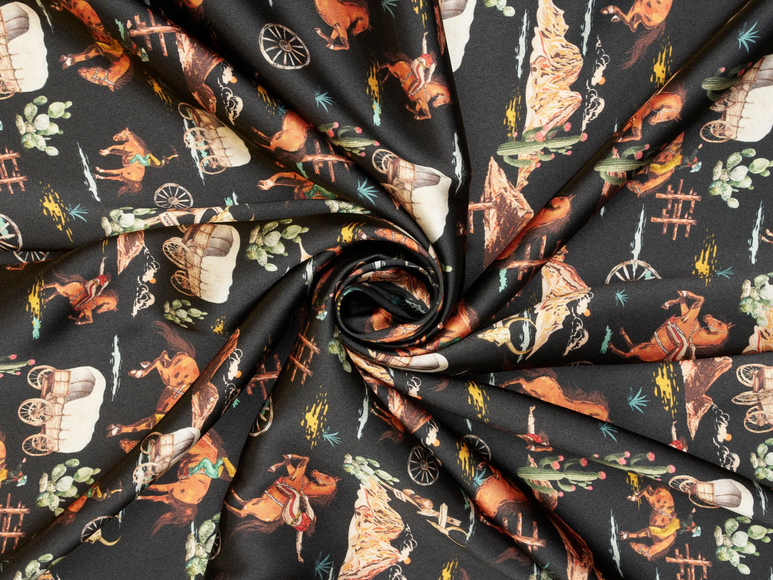 Wild West Silky Satin Charmeuse print - fabric by the yard -  sublimation print