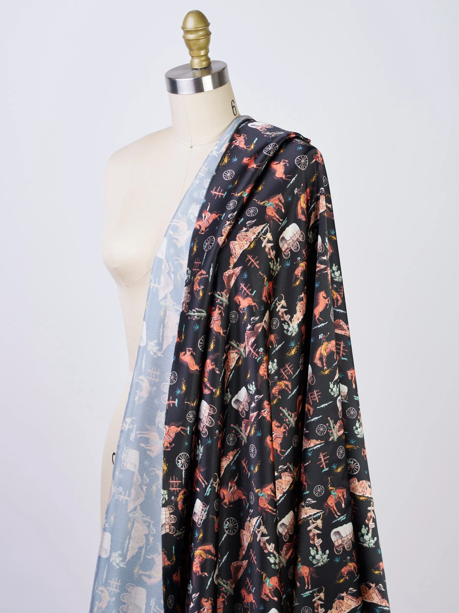 Wild West Silky Satin Charmeuse print - fabric by the yard -  sublimation print